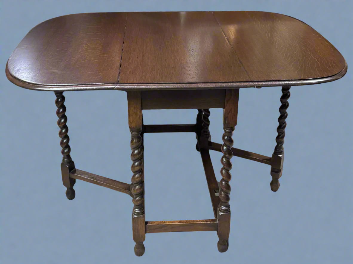 Oak Barley Twist Drop Leaf Table