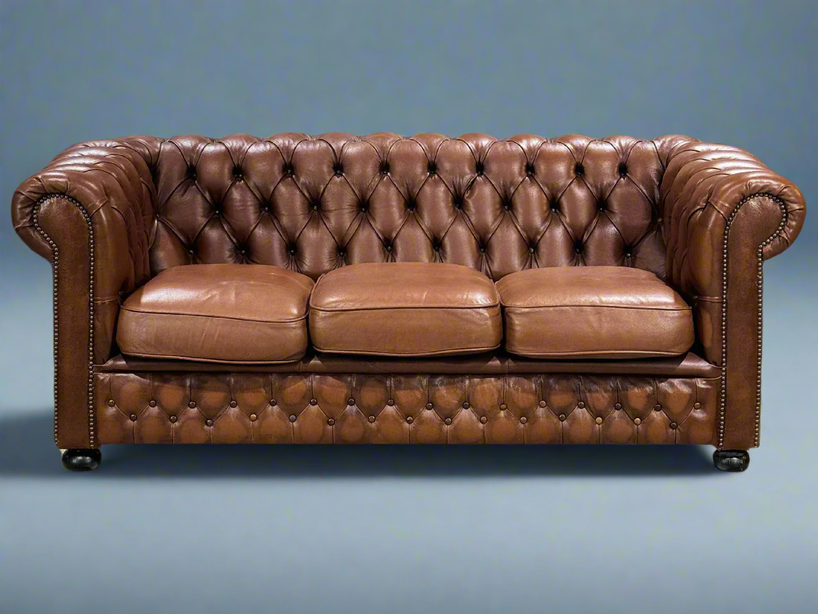 Vintage Chesterfield Leather Tufted Sofa