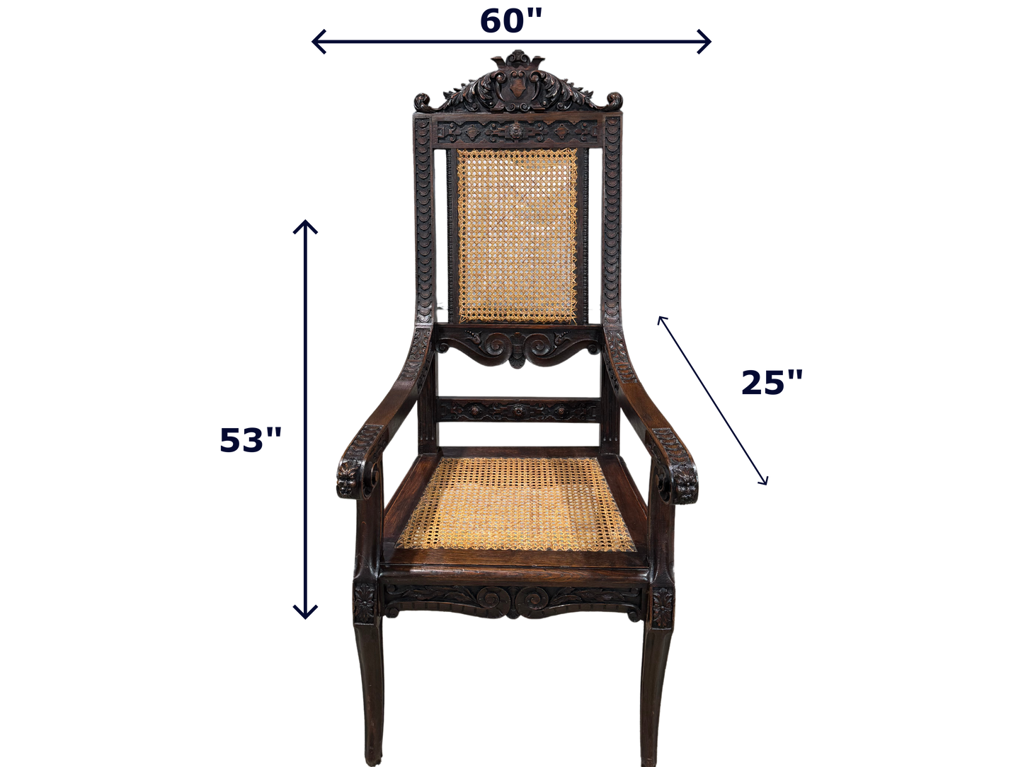 Cane Seated and Backed Antique Oak Chair