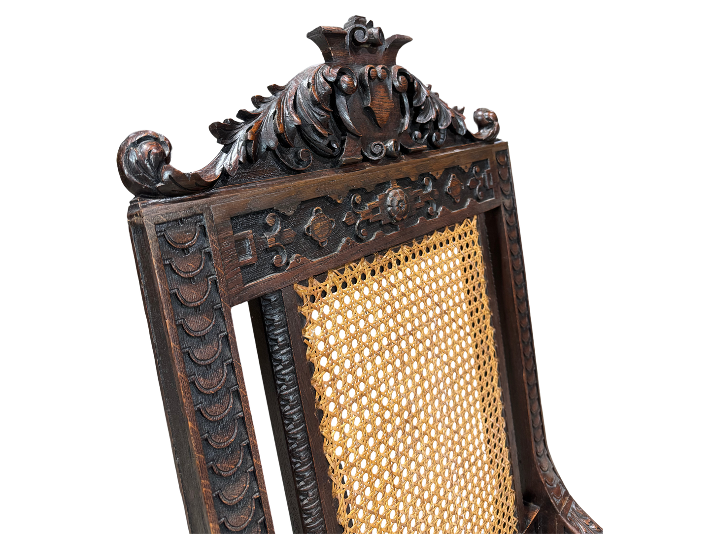 Cane Seated and Backed Antique Oak Chair