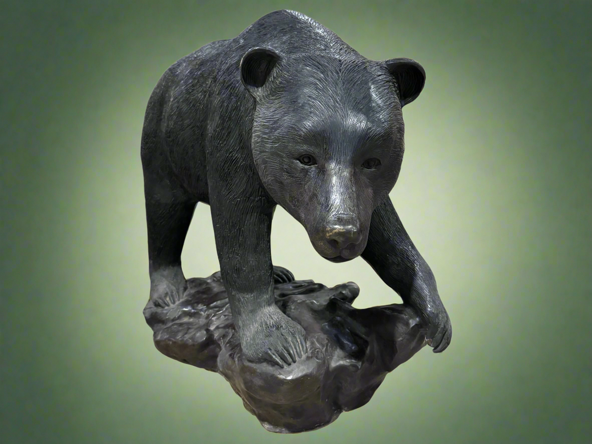 Bronze Black Bear on Rock