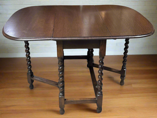 Oak Barley Twist Drop Leaf Table