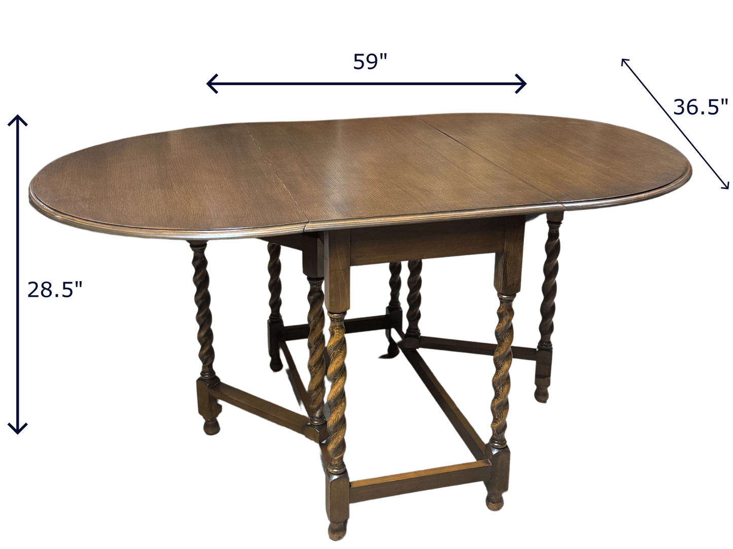 Oval Barley Twist Drop Leaf Table