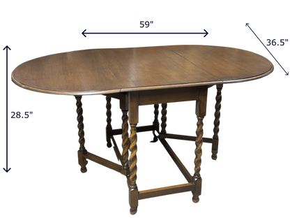 Oval Barley Twist Drop Leaf Table