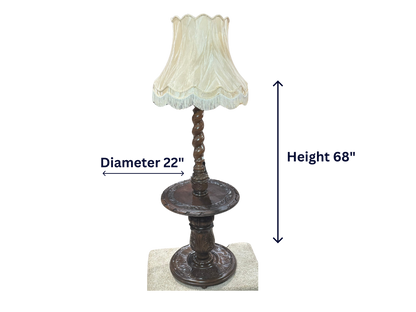 White Oak Carved Floor Lamp with Shade