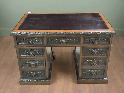 Jacobean Leather Top Ladies Desk