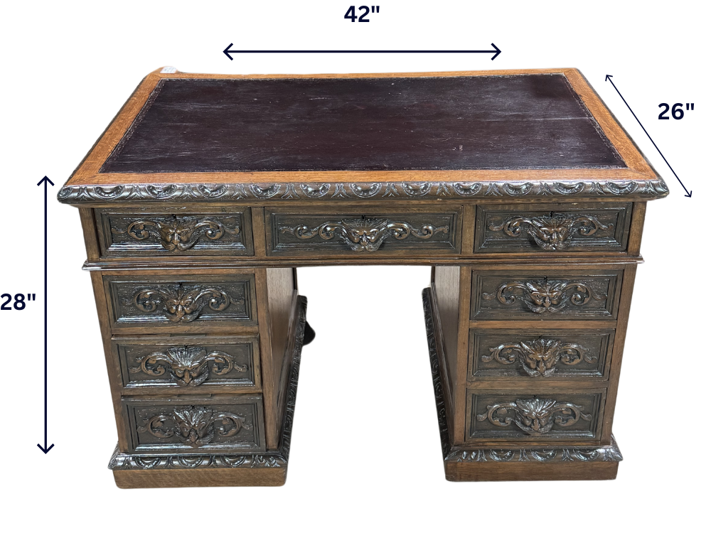 Jacobean Leather Top Ladies Desk