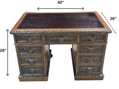 Jacobean Leather Top Ladies Desk