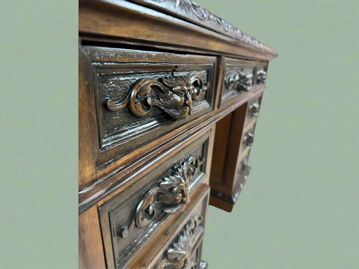 Jacobean Leather Top Ladies Desk