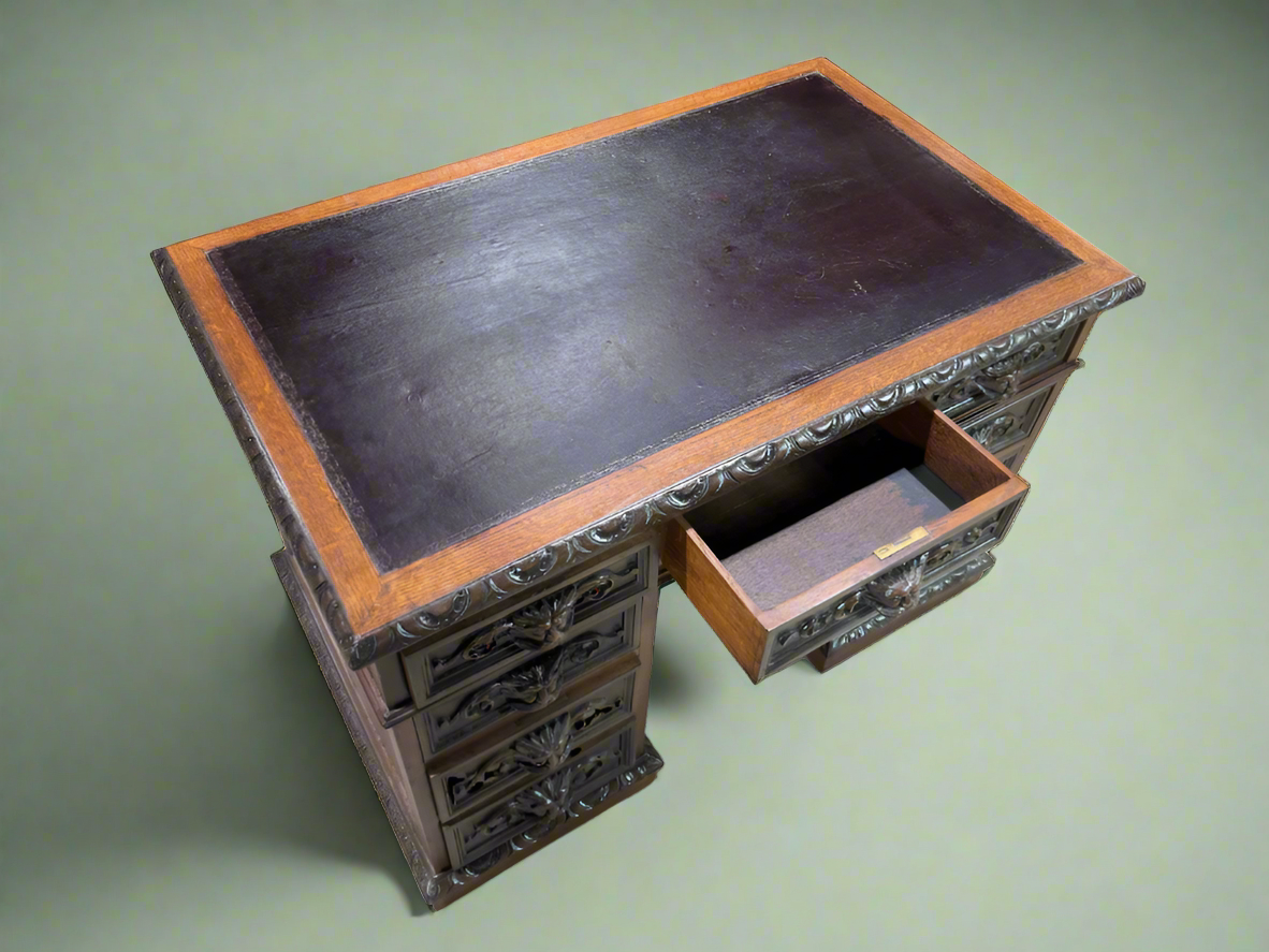 Jacobean Leather Top Ladies Desk