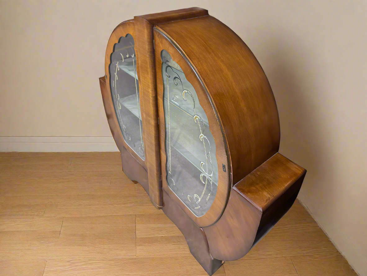 Art Deco British Walnut Circular Cabinet