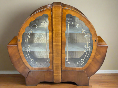 Art Deco British Walnut Circular Cabinet