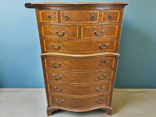 Banded Ten Drawer Chest on Chest