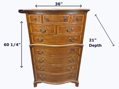 Banded Ten Drawer Chest on Chest