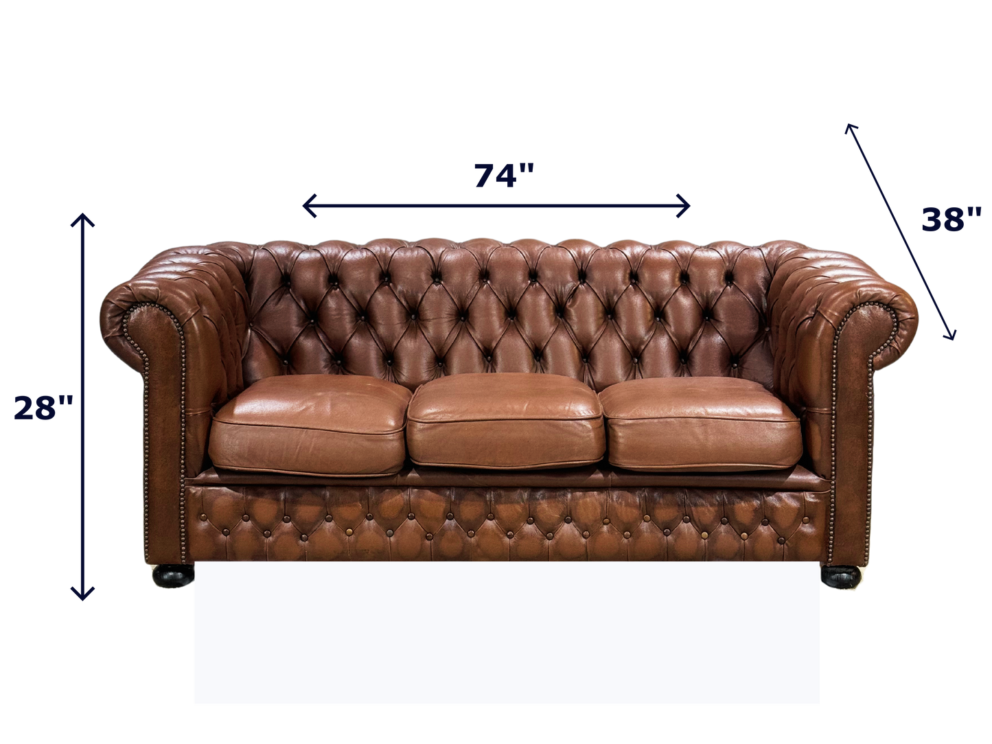 Vintage Chesterfield Leather Tufted Sofa