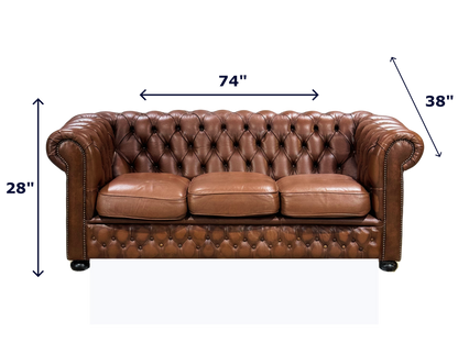 Vintage Chesterfield Leather Tufted Sofa