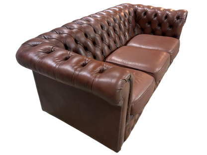 Vintage Chesterfield Leather Tufted Sofa